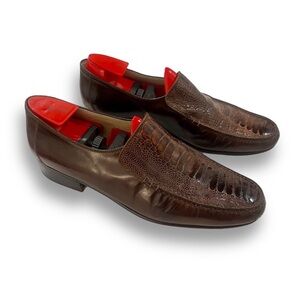 Vintage 1970s Bruno Magli Ostrich Leg Leather Loafers -RARE- Near Mint